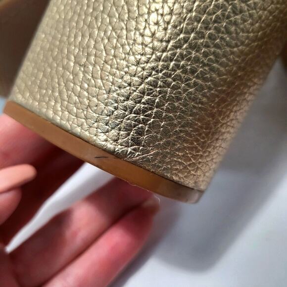 Old Navy Metallic Gold Block Heel Ankle Boots - Picture 8 of 11